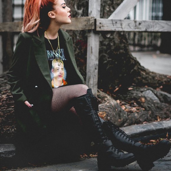 Current Mood Black Pocket Combat Boots Laceup US 5 - Picture 1 of 10